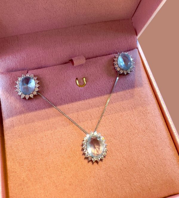 Conjunto Oval Real Agua Marinha Prata 925 - Imagem 2