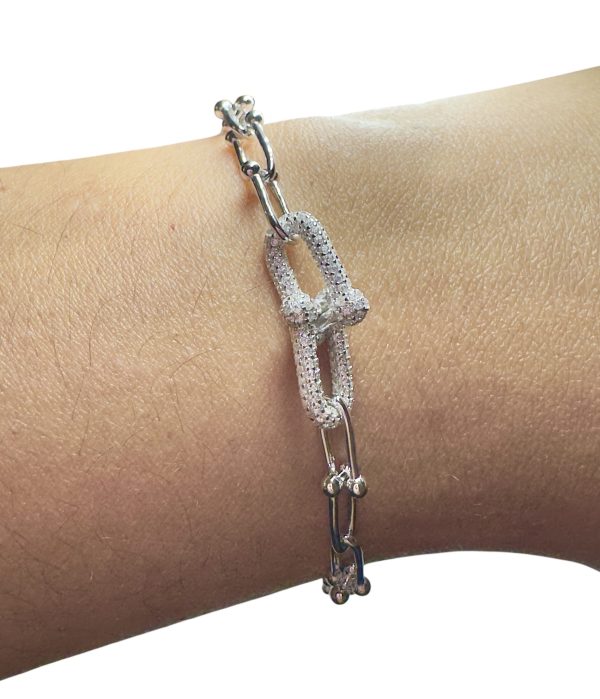 Pulseira Inspired Elos P Lisos e Cravejados Silver - Imagem 4