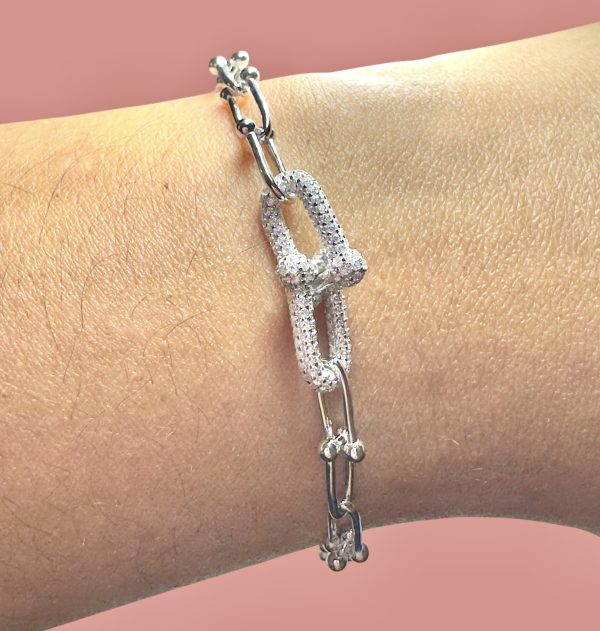 Pulseira Inspired Elos P Lisos e Cravejados Silver - Imagem 2
