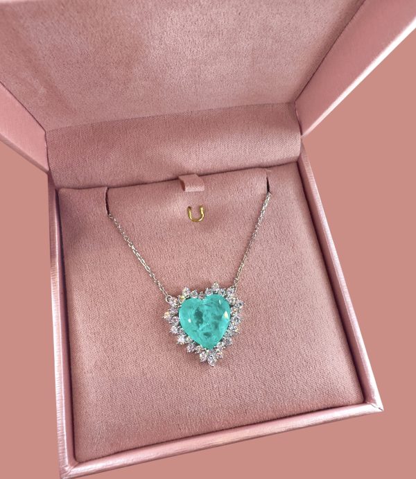 Colar Coração Luxo Colombiana Fusion Zircônias Joias - Imagem 2