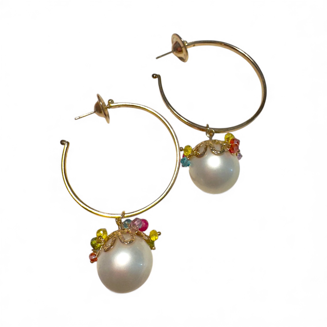 Argola Pendentes Perola Dourada