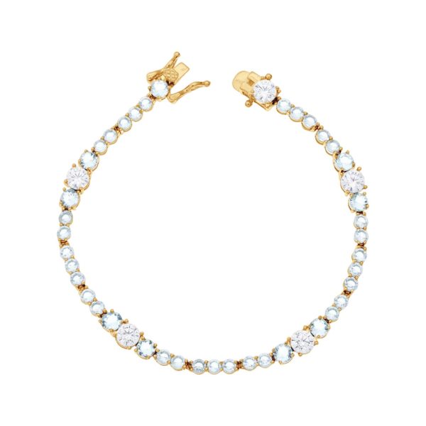 Pulseira Riviera Pontos Agua Marinha Ouro