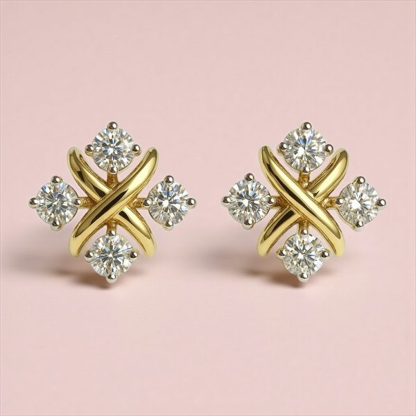 Brinco X Dourado Moissanite - Imagem 6