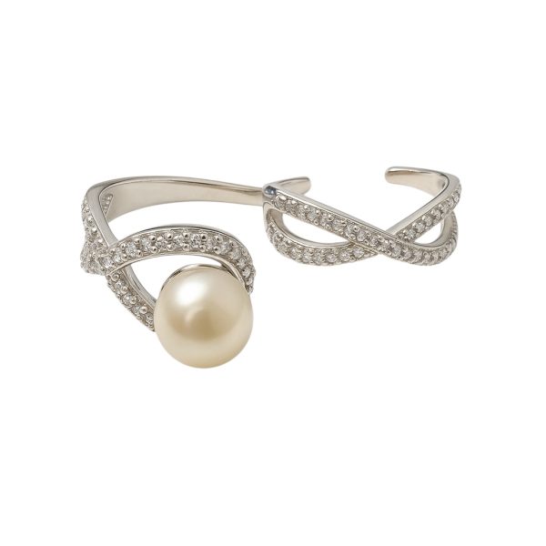 Anel Duplo Perola Shell Cravejado - Imagem 5