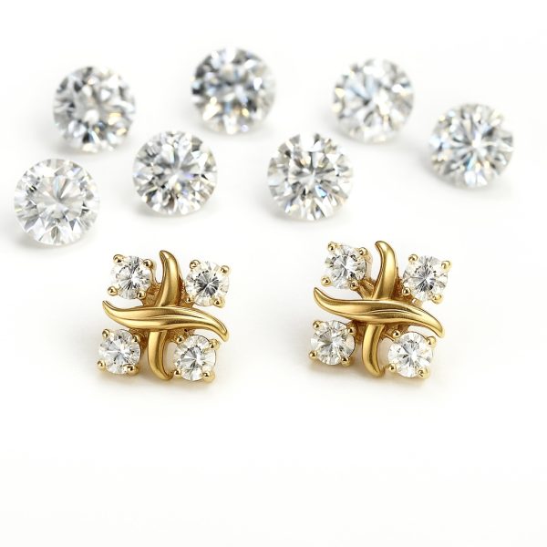 Brinco X Dourado Moissanite - Imagem 4