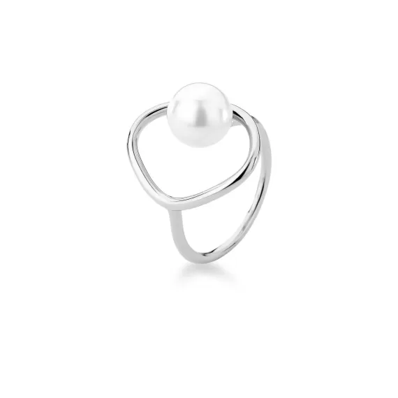 Anel Perola Shell Liso Vazado