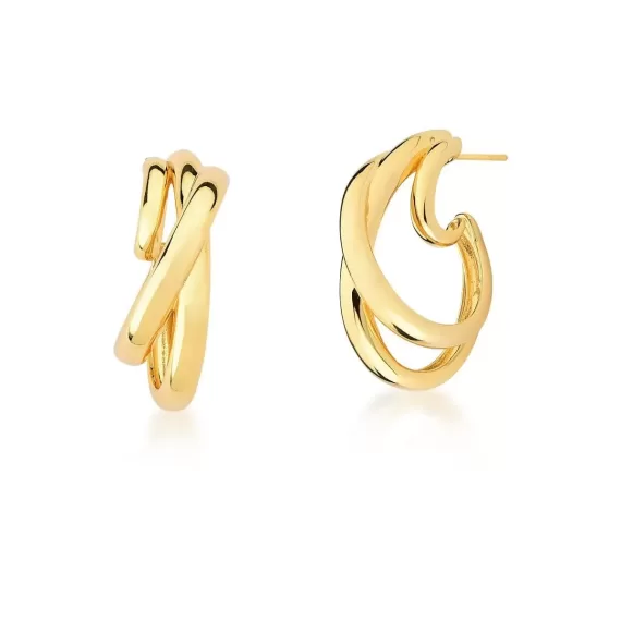 Meia Argola Três Voltas Trançadas Ouro