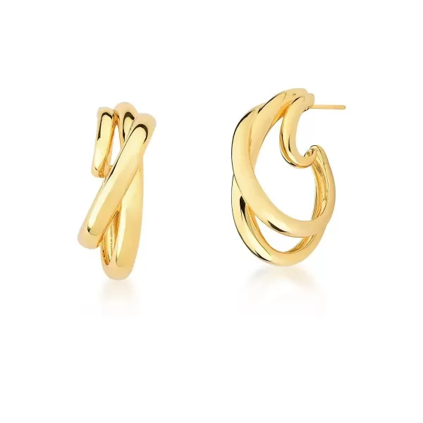 Meia Argola Três Voltas Trançadas Ouro