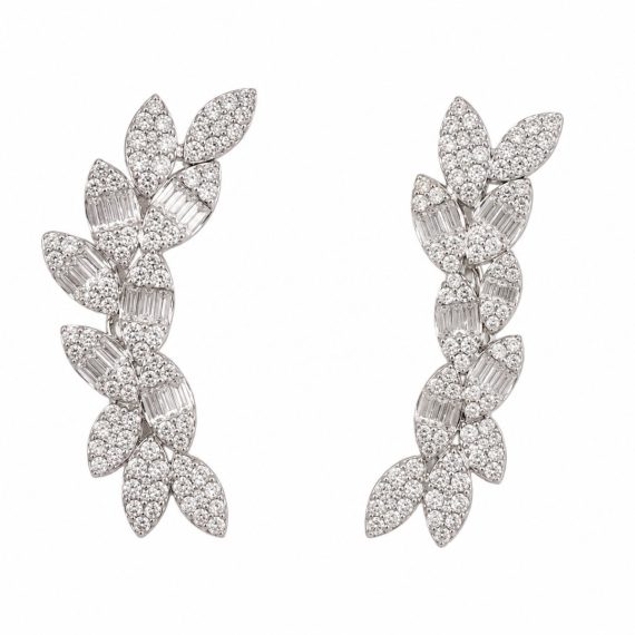 Brinco Ear Cuff Pétalas Baguettes Zircônias