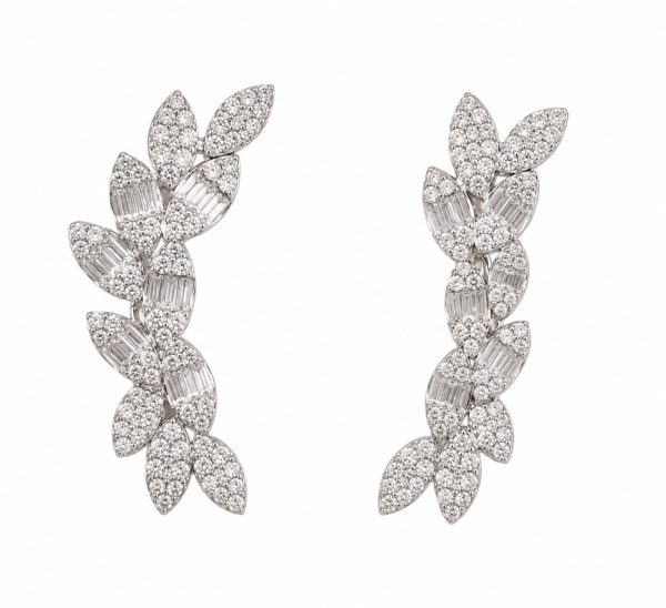 Brinco Ear Cuff Pétalas Baguettes Zircônias