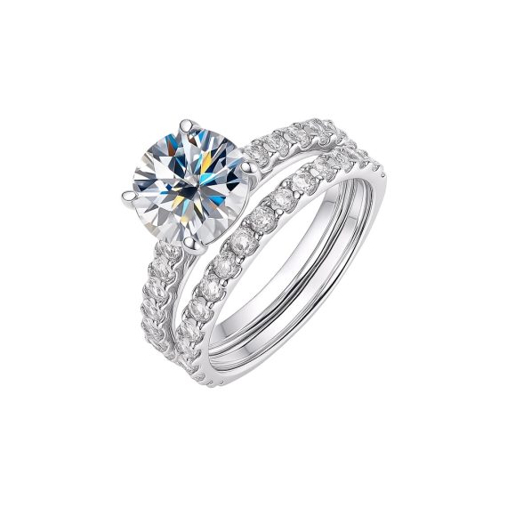 Anel Solitário Duplo Noiva Moissanite