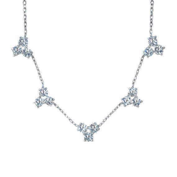 Colar Delicado Três Pontos Moissanite