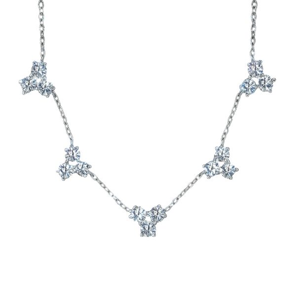 Colar Delicado Três Pontos Moissanite