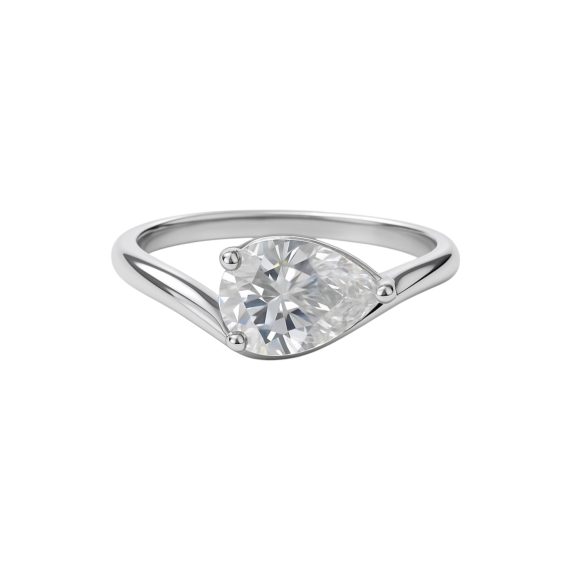 Anel Gota Reclinada Moissanite