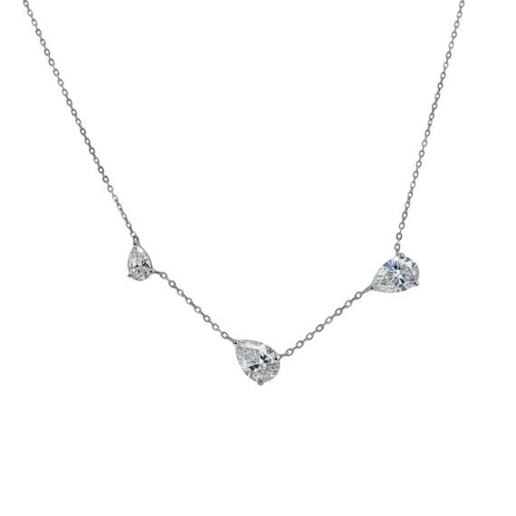 Colar Triplo Gotas Reclinadas Moissanite