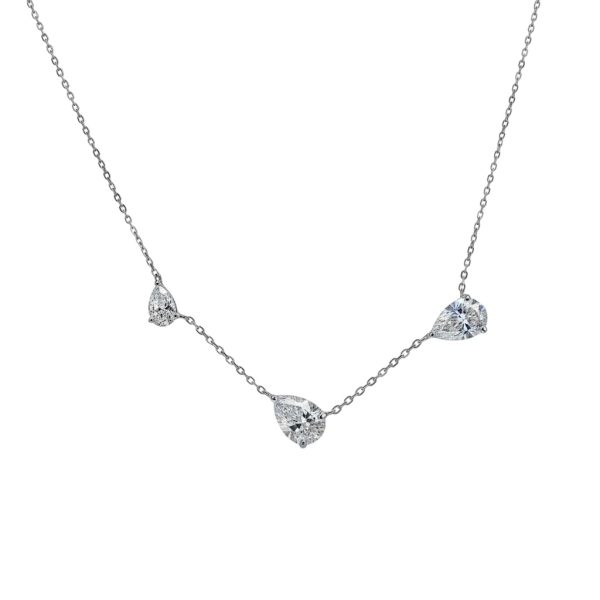Colar Triplo Gotas Reclinadas Moissanite