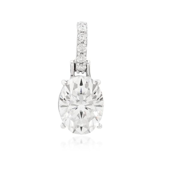 Pingente Moissanite Oval Rivieras ou Elos Prata 925