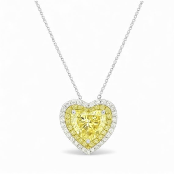 Conjunto Heart  Fancy Yellow Prata 925