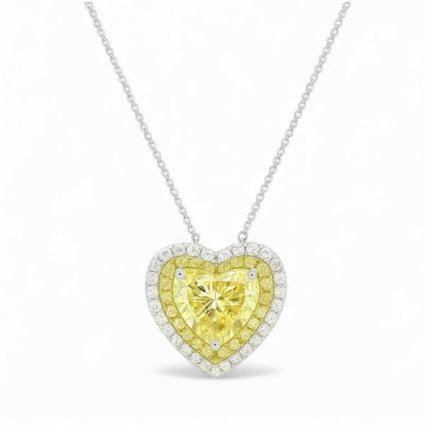 Conjunto Heart  Fancy Yellow Prata 925