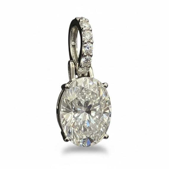 Pingente Moissanite Oval Rivieras ou Elos Prata 925