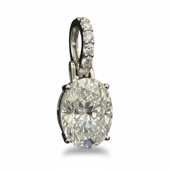 Pingente Moissanite Oval Rivieras ou Elos Prata 925