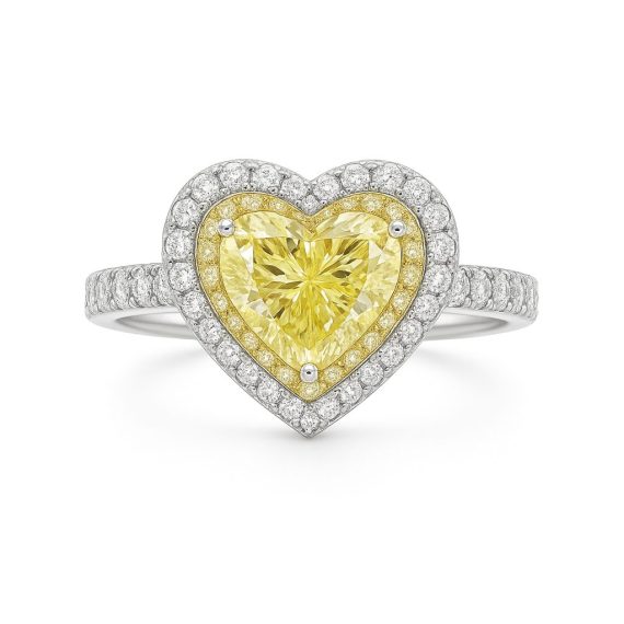 Anel Coração Yellow Fancy Prata 925