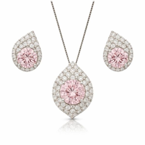 Conjunto Luxo Rosa  Kunzita Prata 925