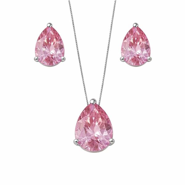 Conjunto Gota Kunzita Prata 925