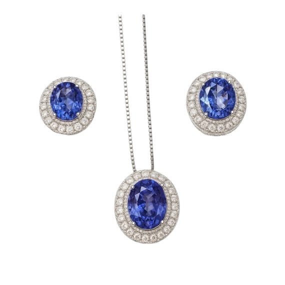 Conjunto Oval Tanzanita Prata 925