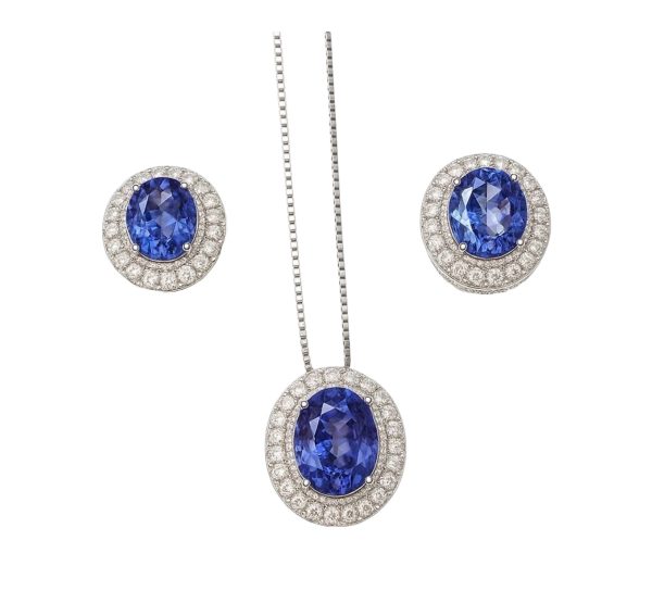 Conjunto Oval Tanzanita Prata 925