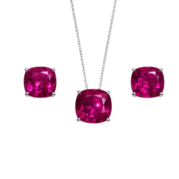 Conjunto Quadrado Pink Prata 925