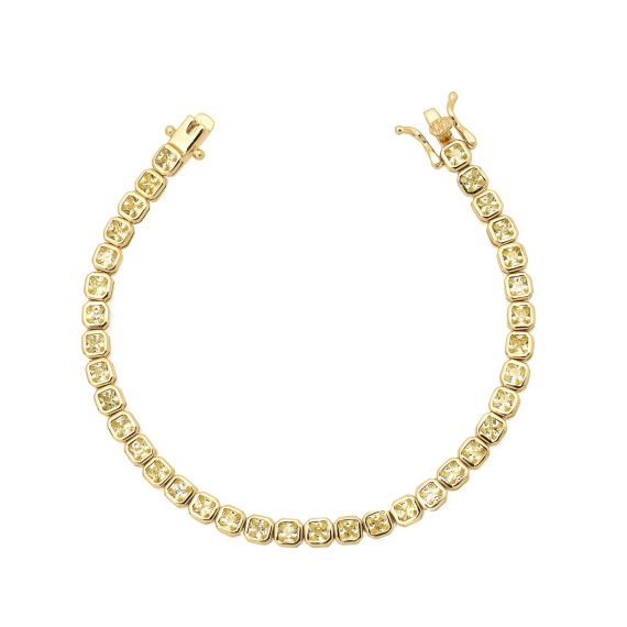 Pulseira Riviera Quadrados Yellow Gold