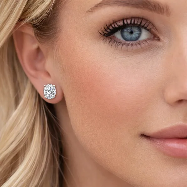Brinco Moissanite Oval Prata 925 ⋆ Dani Dellicatta Joias