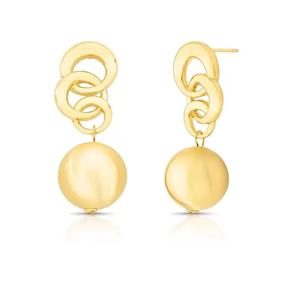 Brinco Elos Vazado Esfera Ouro