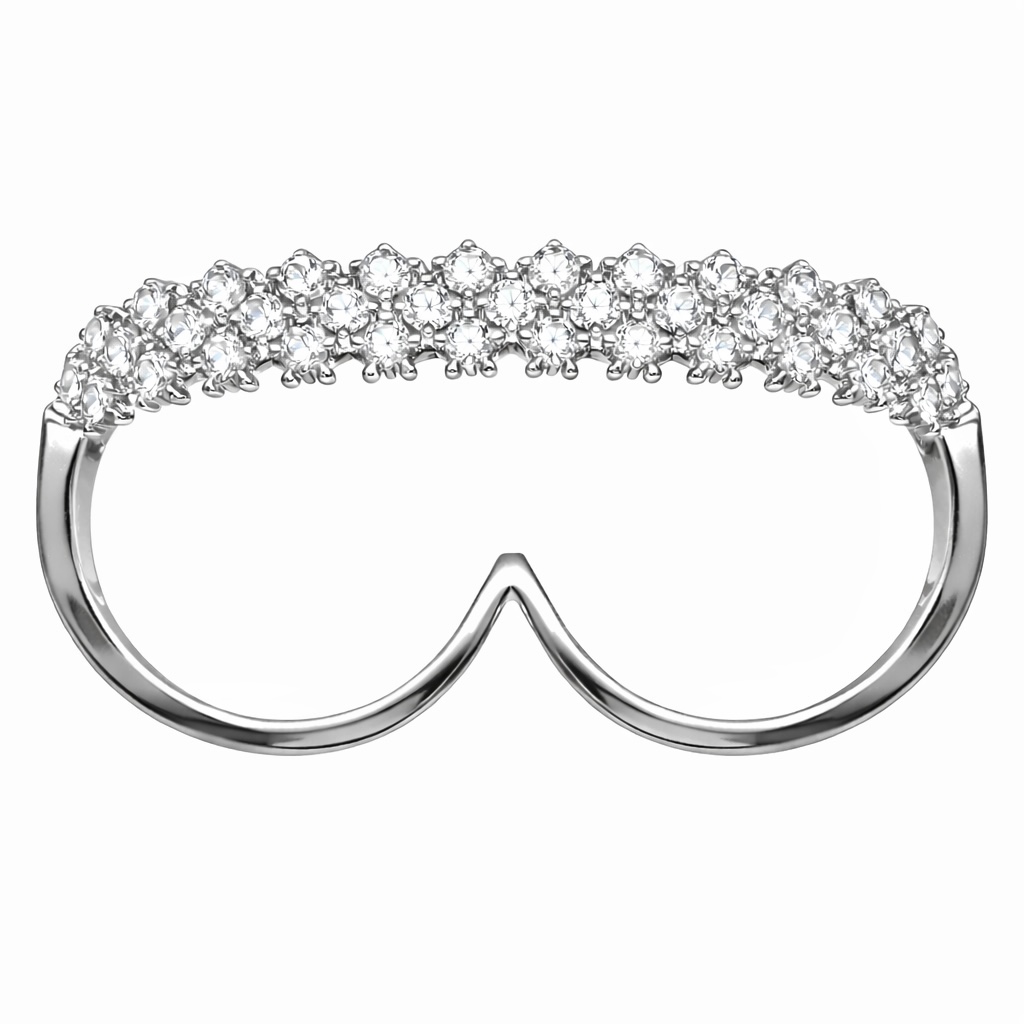 Anel Duplo Dois Dedos Zircônias Cravejadas Joias - Imagem 8