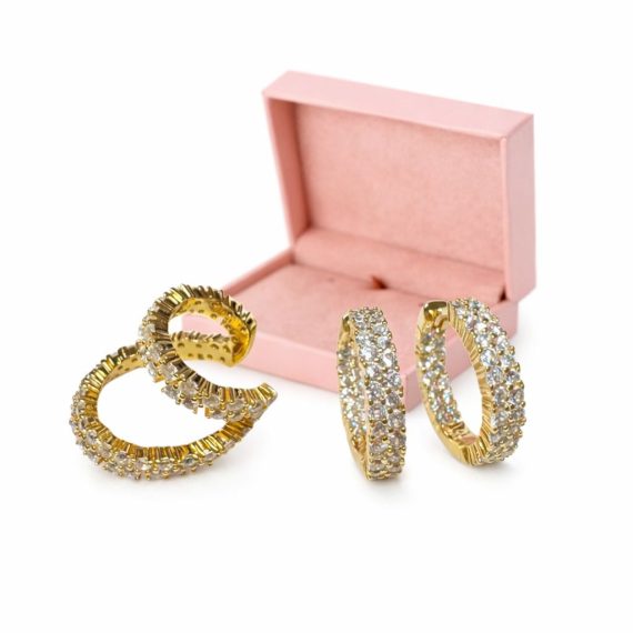 Brinco Argola e Piercing Cravejado