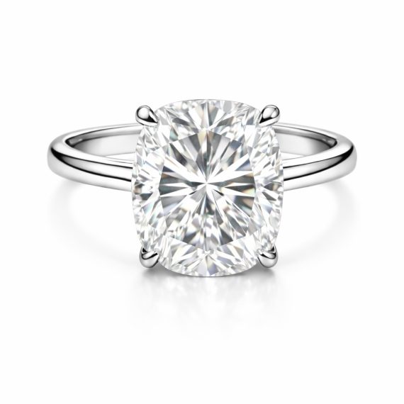 Anel Solit&aacute;rio Retangular Moissanite