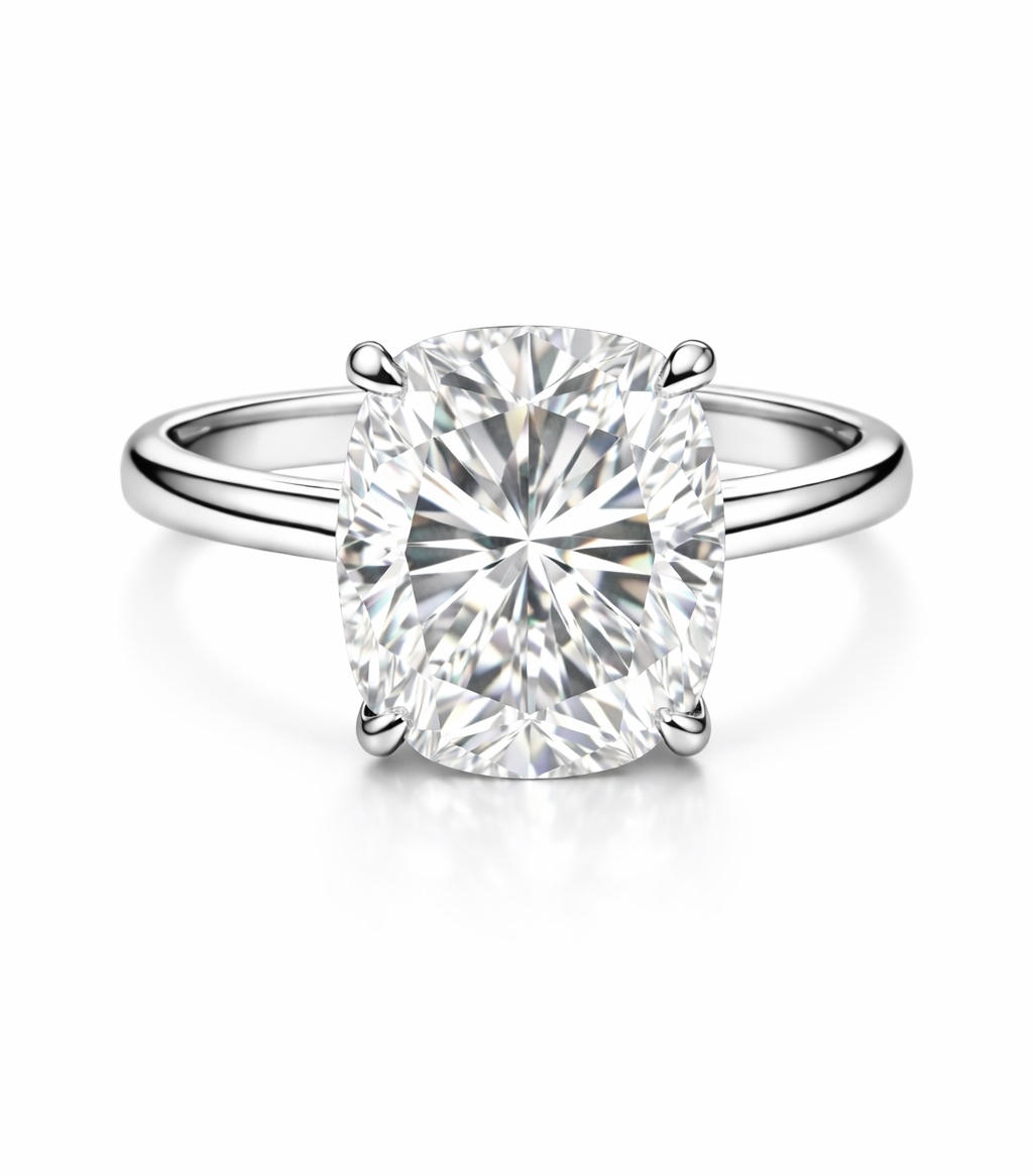 Anel Solitário Retangular Moissanite