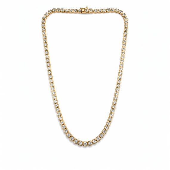 Colar Riviera Quadrados Ouro Prata 925&nbsp;