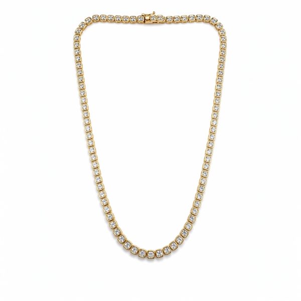 Colar Riviera Quadrados Ouro Prata 925 