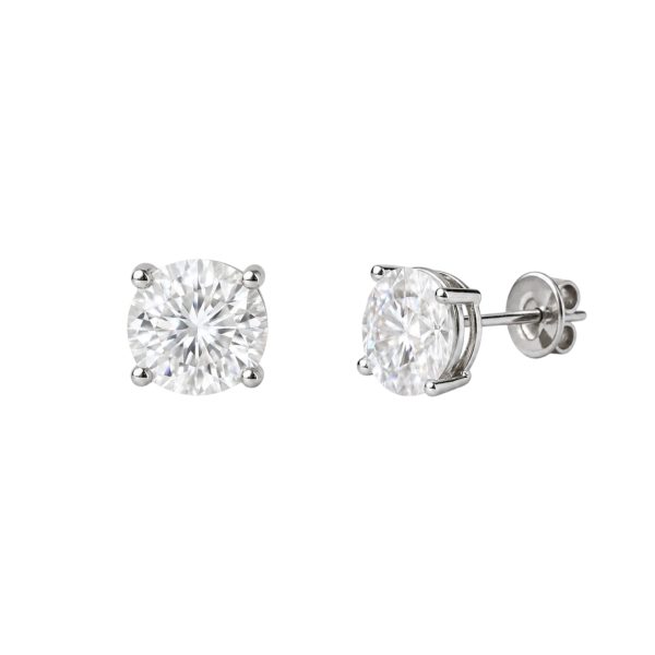 Brinco Solitário 8mm Moissanite