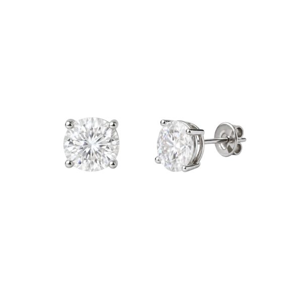 Brinco Solitário 6,5 mm Moissanite