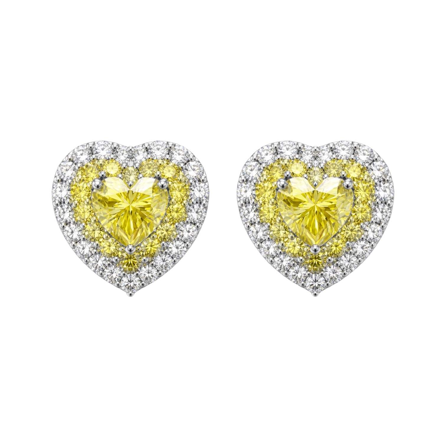 Brinco Coração Virginia Yellow Moissanite