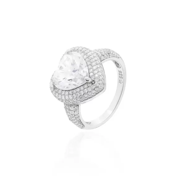 Anel Cora&ccedil;&atilde;o Luxo Moissanite