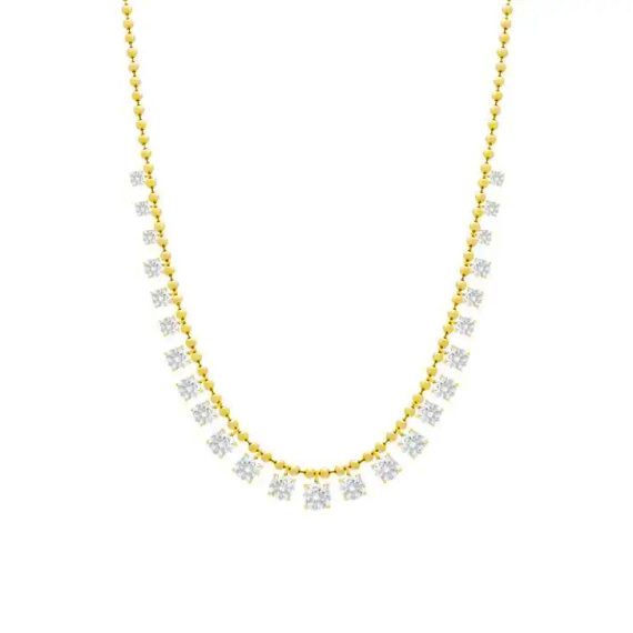 Colar Mini Esferas Ouro Moissanite Prata 925