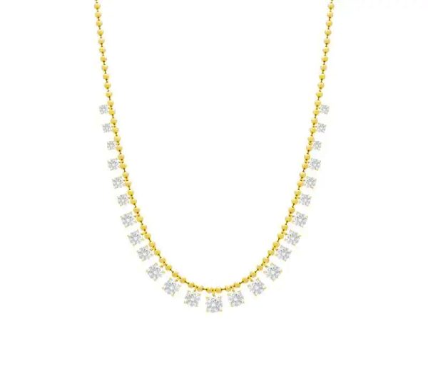 Colar Mini Esferas Ouro Moissanite Prata 925