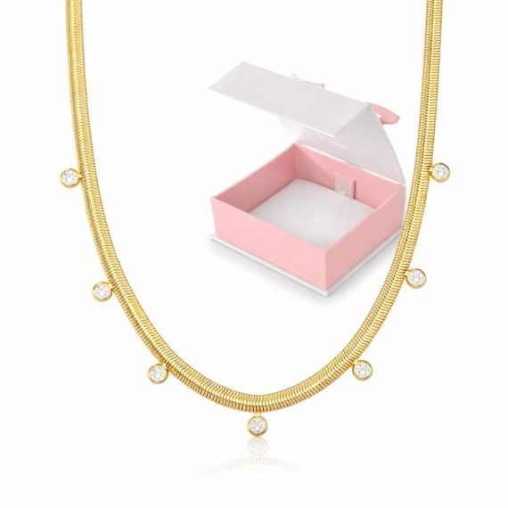 Colar Flex&iacute;vel Delicado Pontos de luz Ouro Joias