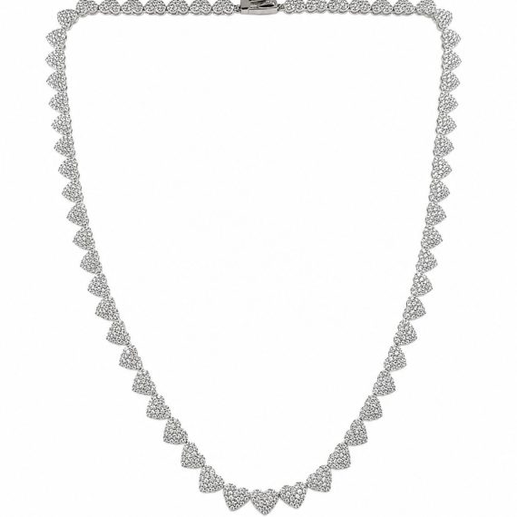 Colar Riviera Corações Micro Zircônias  Prata 925