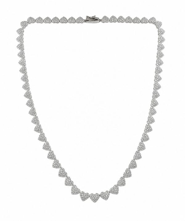 Colar Riviera Corações Micro Zircônias  Prata 925