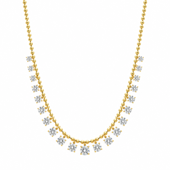 Colar Mini Esferas Ouro Moissanite Prata 925